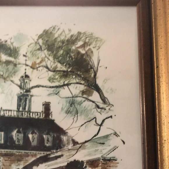 Colonial Williamsburg souvenir of Governor’s Palace/print/ wood framed/glass